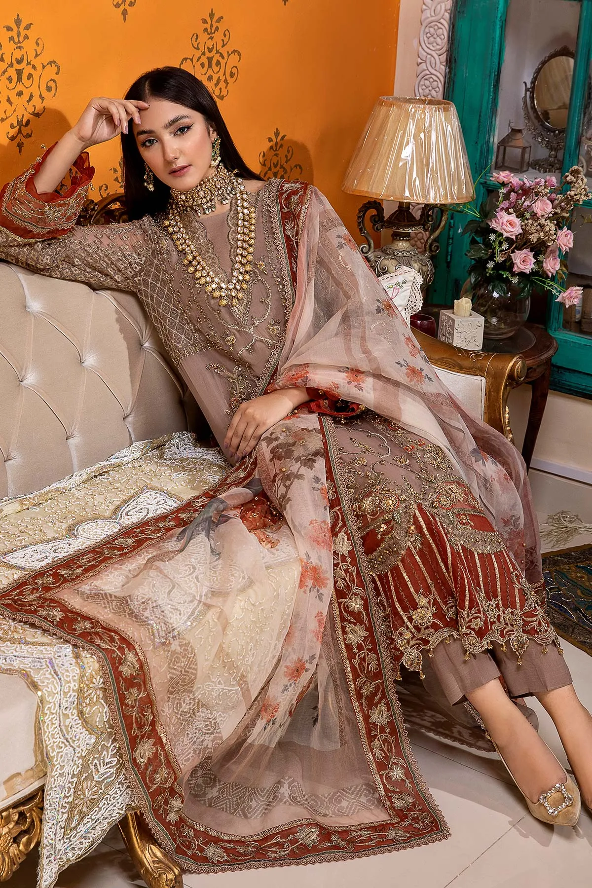 3-Pc Charizma Unstitched Formal Chiffon Collection DJ22-09