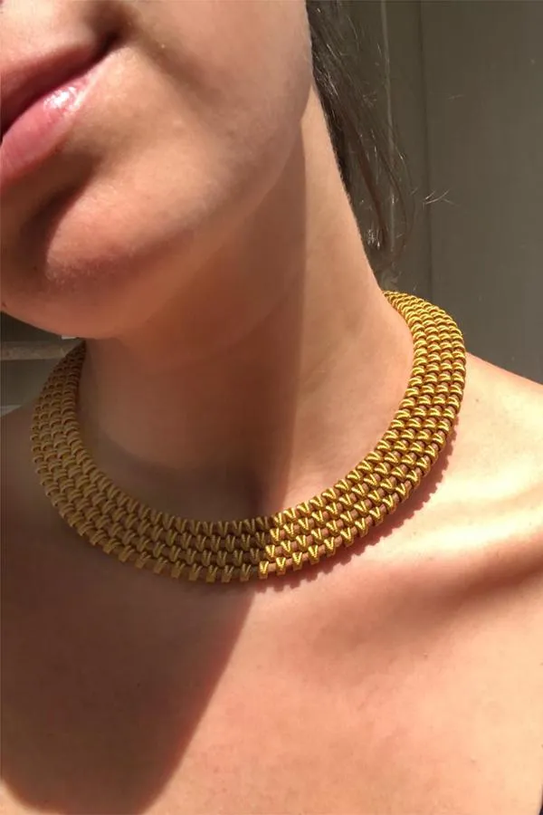 Amelie Trendy Mustard Collar Necklace