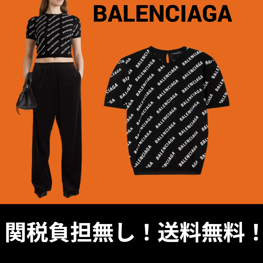 BALENCIAGA  |Casual Style U-Neck Cotton Short Sleeves Logo