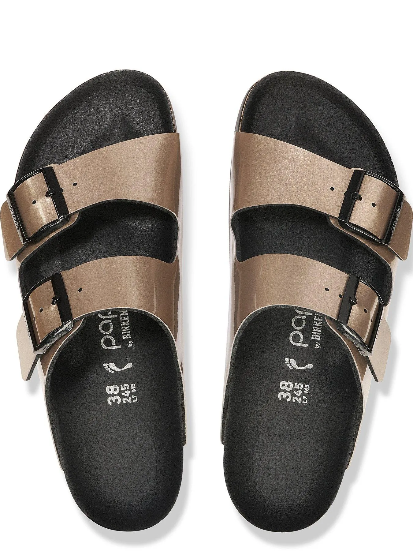 Birkenstock Two Strap Arizona Platform Birko-Flor Sandal - Metallic Taupe