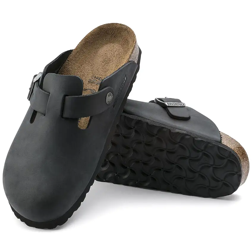 Birkenstock Women's Boston Oiled Leather (Black - Regular Fit)