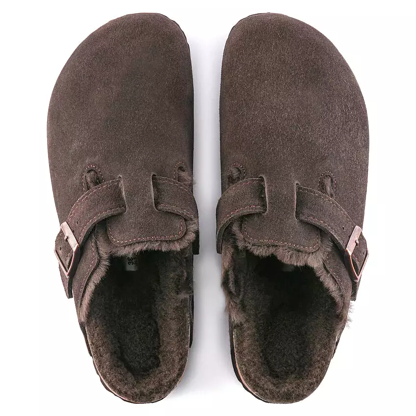 BIRKENSTOCK Women's Boston Shearling Suede Leather (Mocha)