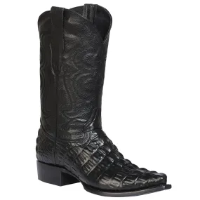 Black Alligator Print Boots Snip Toe