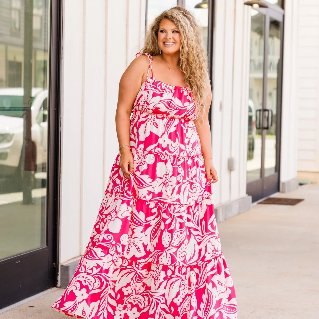 Blossom Elegance Maxi Dress, Hot Pink