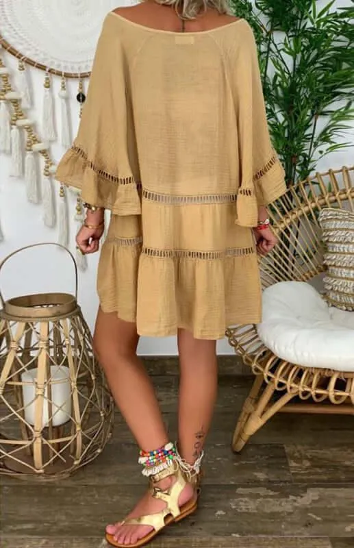 Casual Loose Linen Women Mini Dress