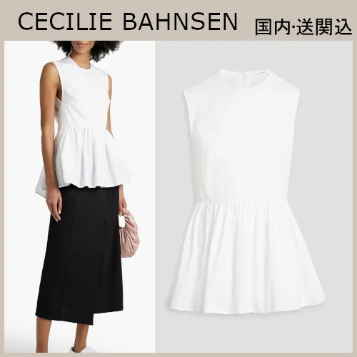 CECILIE BAHNSEN  |Casual Style Sleeveless Plain Cotton Party Style