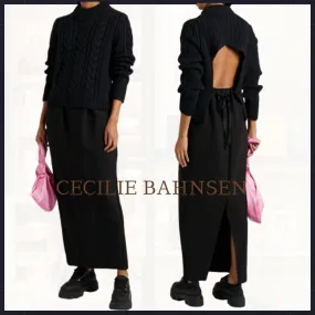 CECILIE BAHNSEN  |Casual Style Wool Long Sleeves Plain Elegant Style