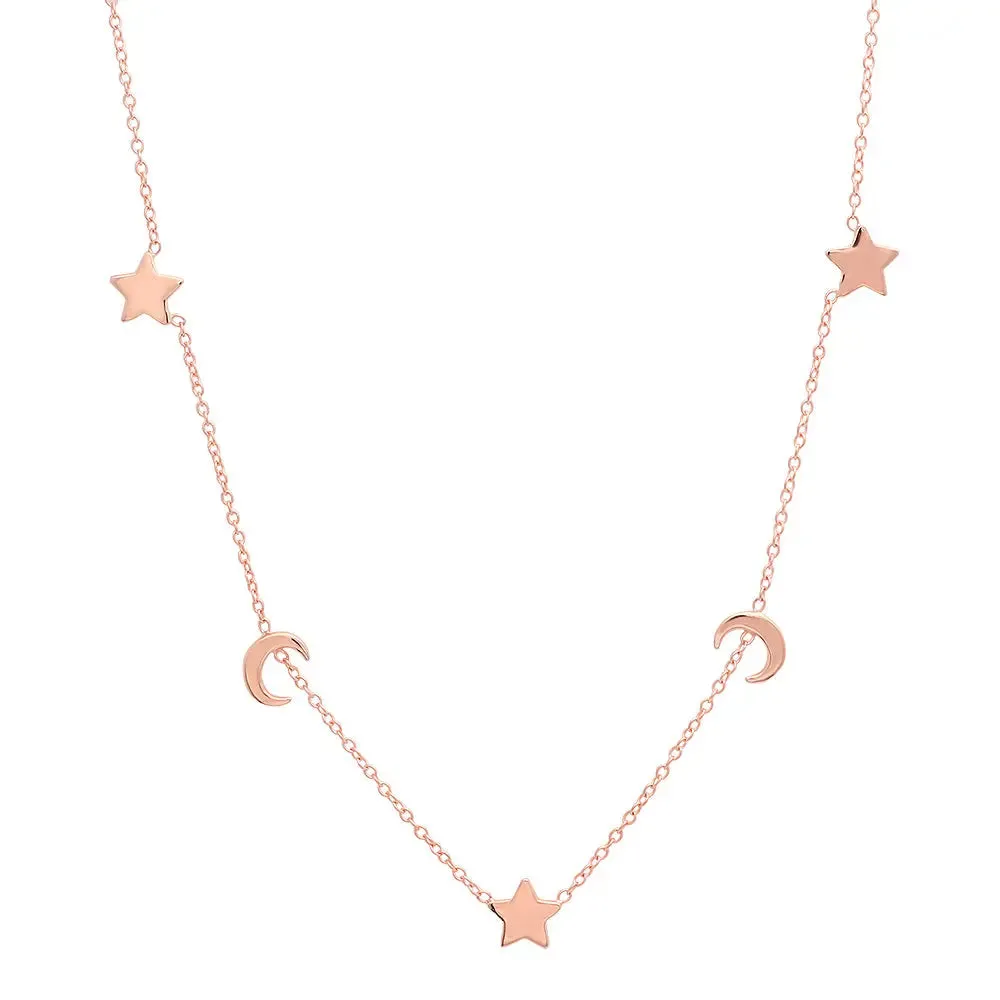 Chic Moons & Stars Gold Station Necklace