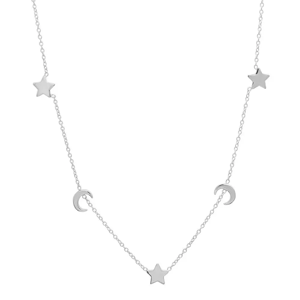 Chic Moons & Stars Gold Station Necklace