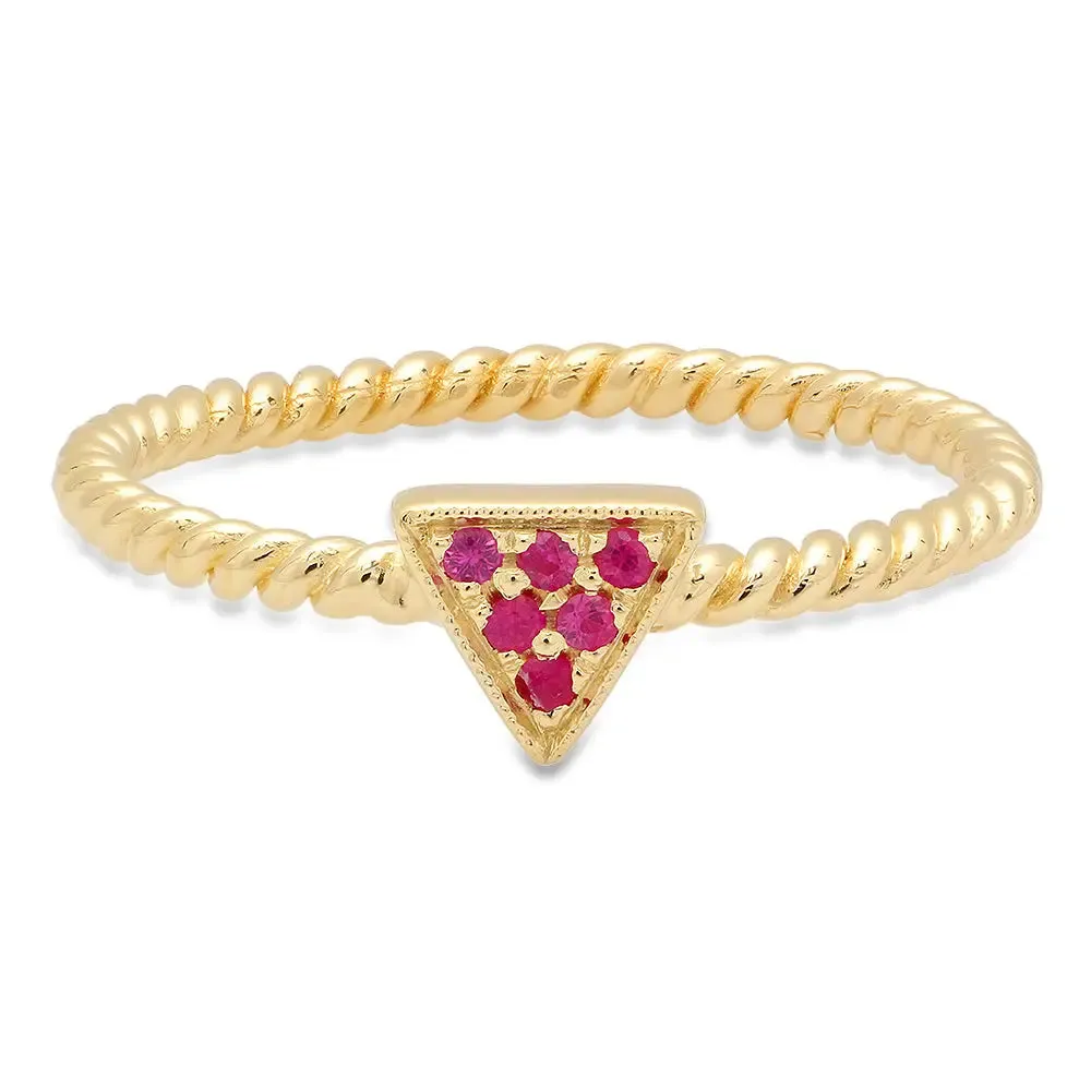 Chic Triangle Twisted Ruby Ring