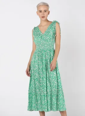 Dex Floral Print Maxi Dress In Green/White Floral