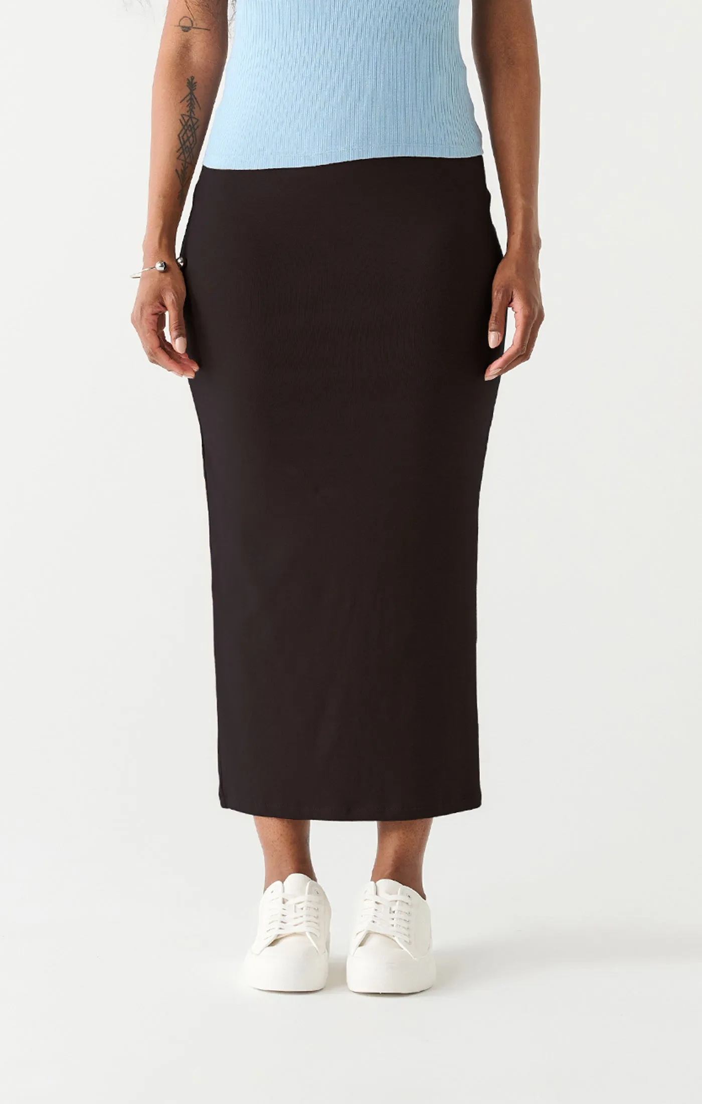 Dex Long Pencil Skirt In Black