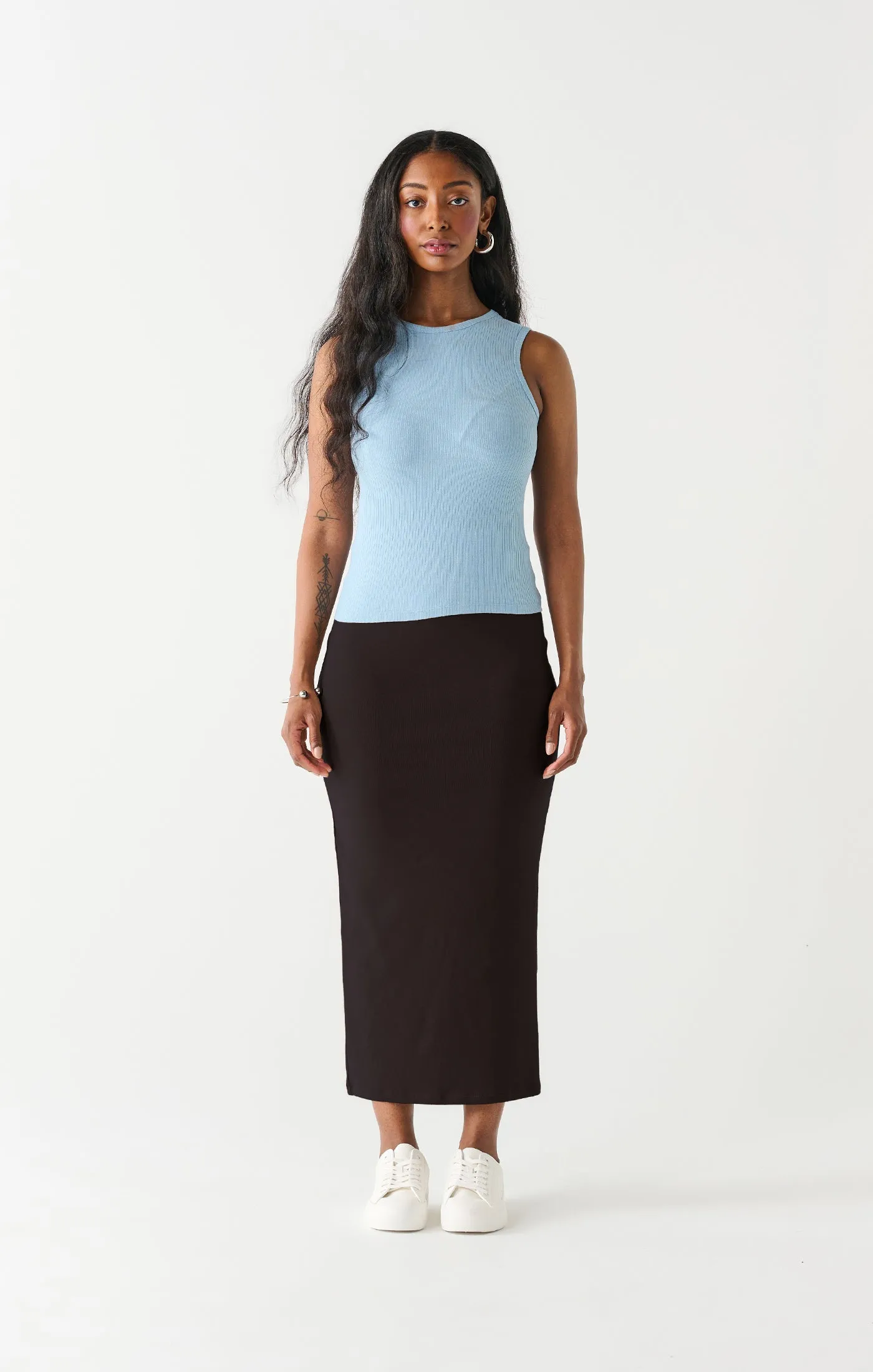 Dex Long Pencil Skirt In Black