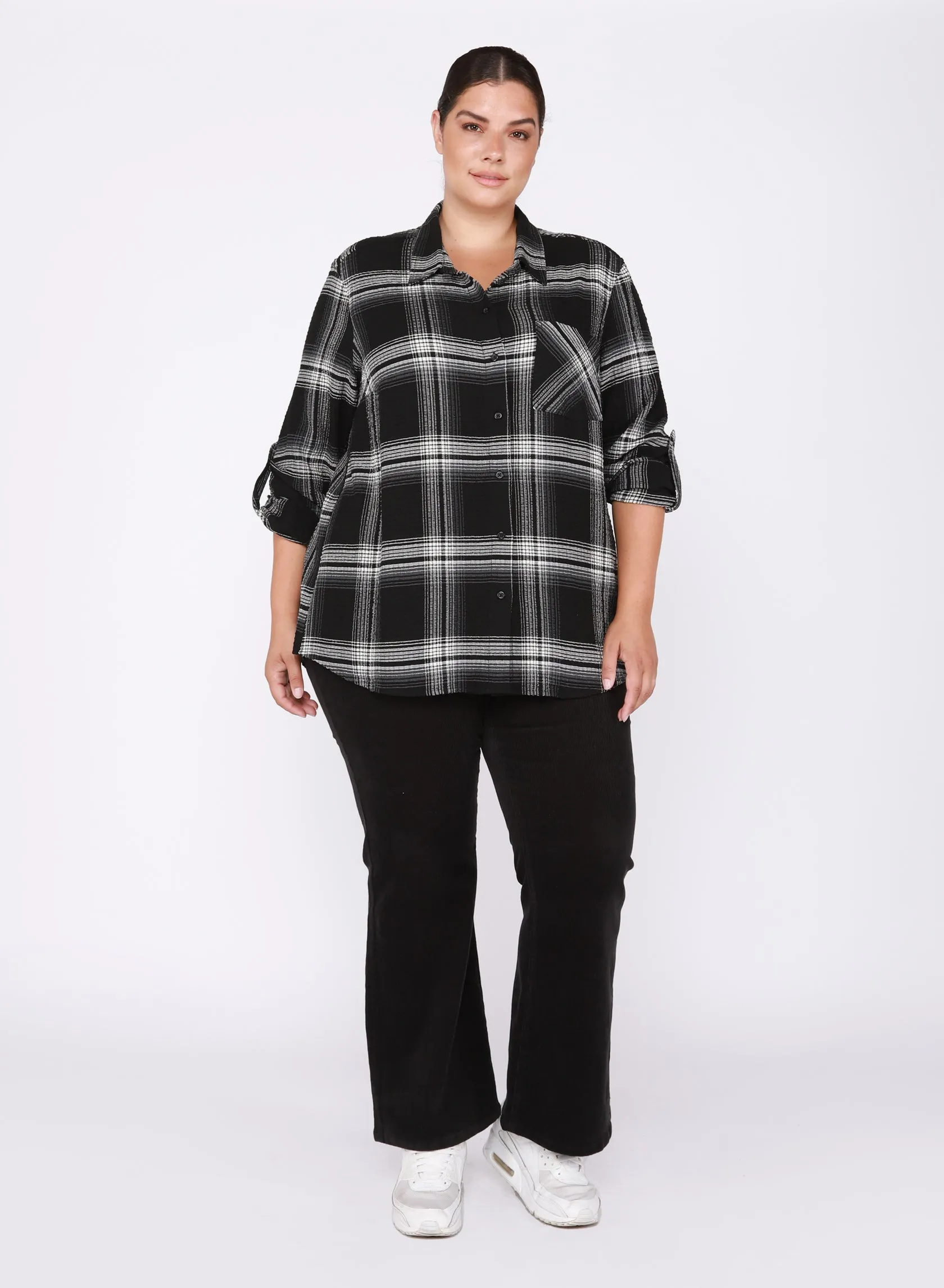 Dex Plus Button Front Plaid Shirt in Penthouse Plaid