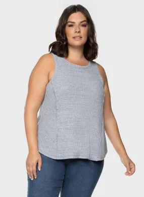 Dex Plus Side Panel Knit Tank in LT Heather Blue