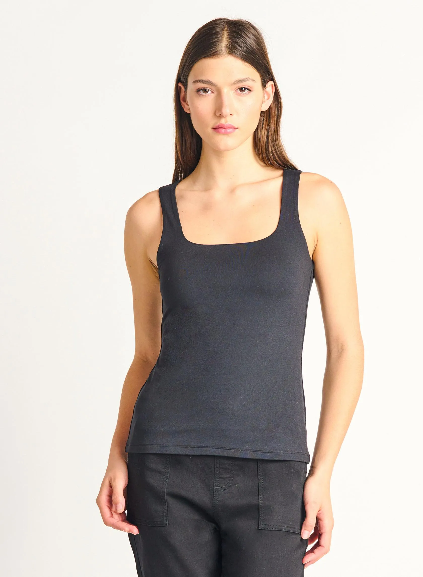 Dex Square Neck Tank In Black