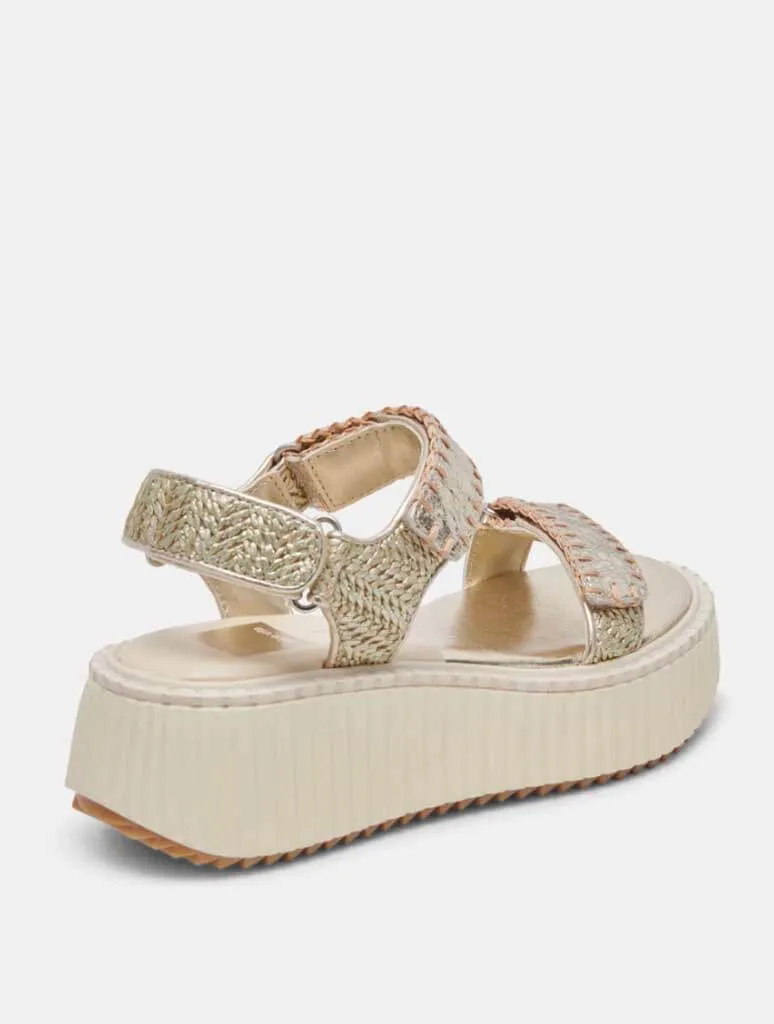 Dolce Vita Debra Sandal in Platinum Distressed Leather (Final Sale)