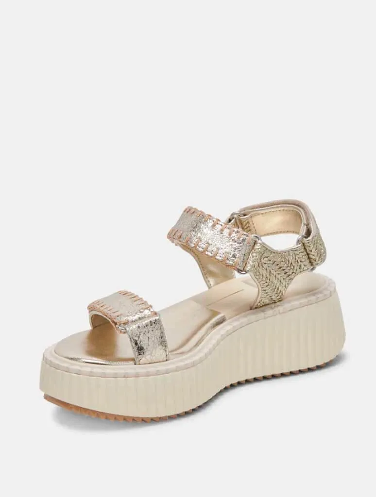 Dolce Vita Debra Sandal in Platinum Distressed Leather (Final Sale)