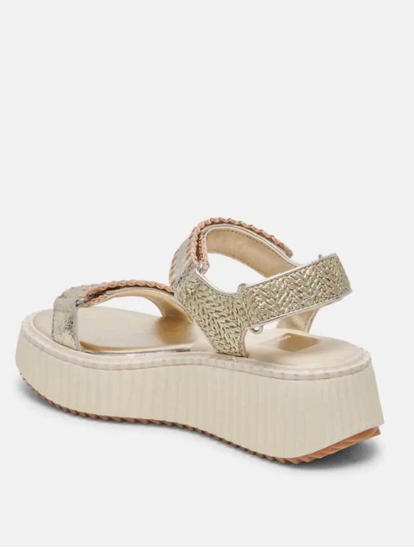 Dolce Vita Debra Sandal in Platinum Distressed Leather (Final Sale)