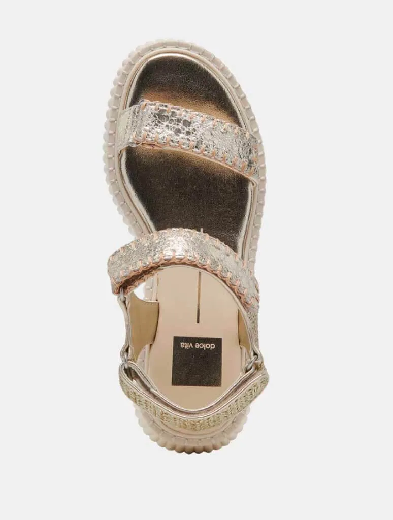 Dolce Vita Debra Sandal in Platinum Distressed Leather (Final Sale)