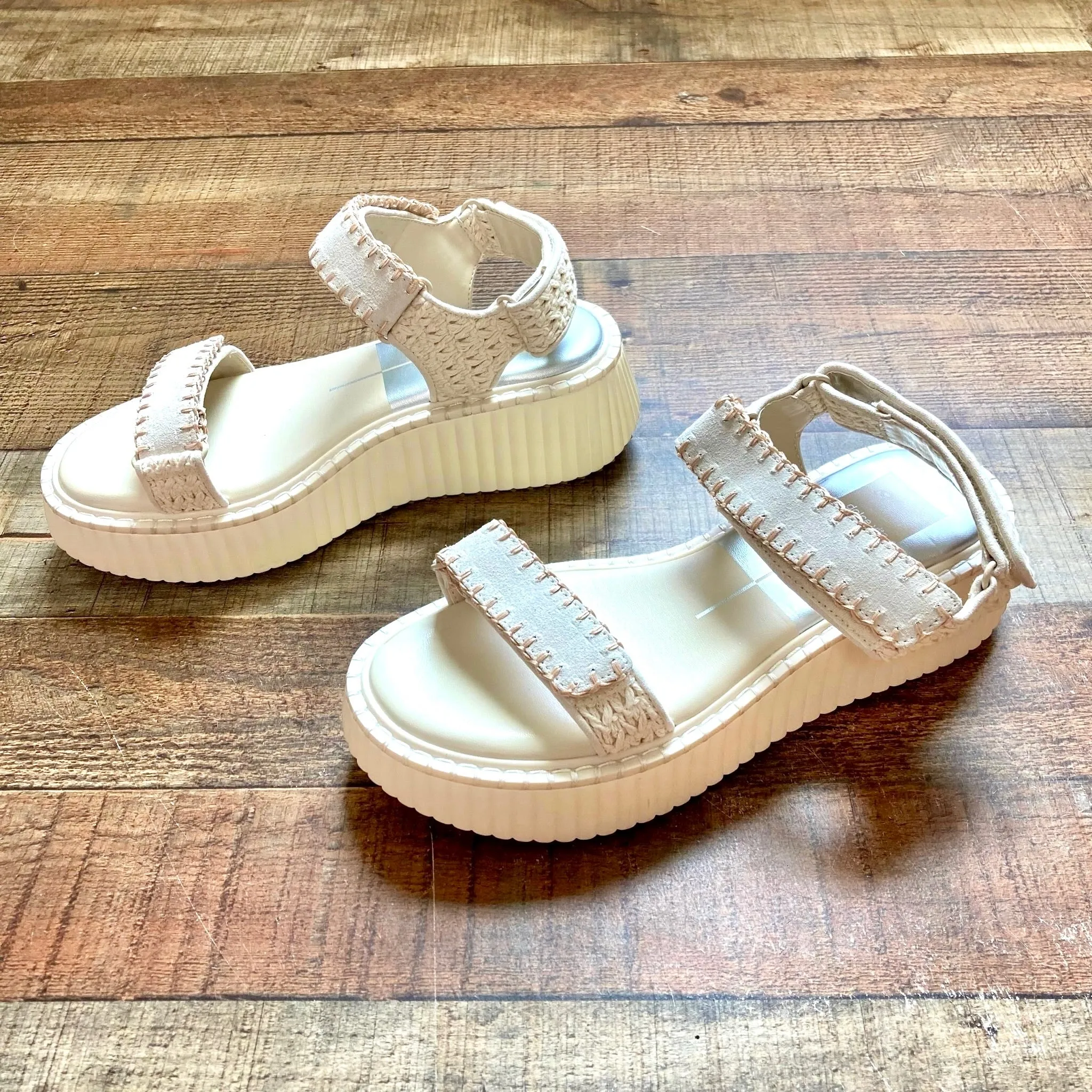 Dolce Vita Ivory Crochet and Suede Straps Platform Sandals- Size 7 (Brand New Condition)