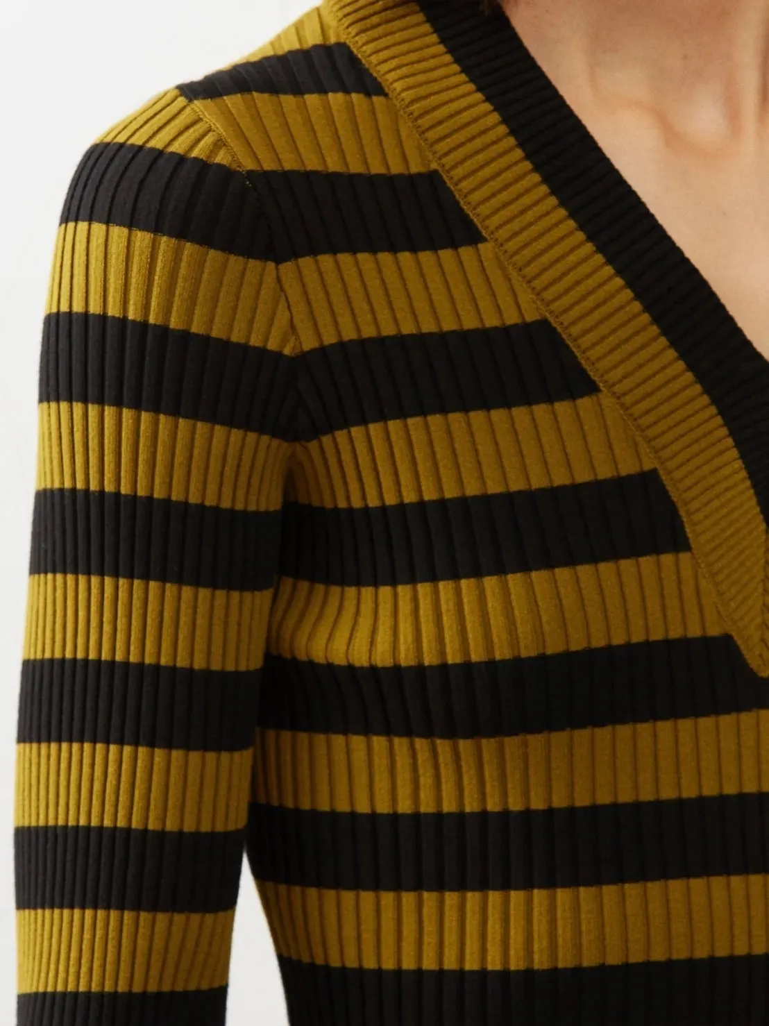 Dries Van Noten  |Stripes Casual Style Rib V-Neck Long Sleeves