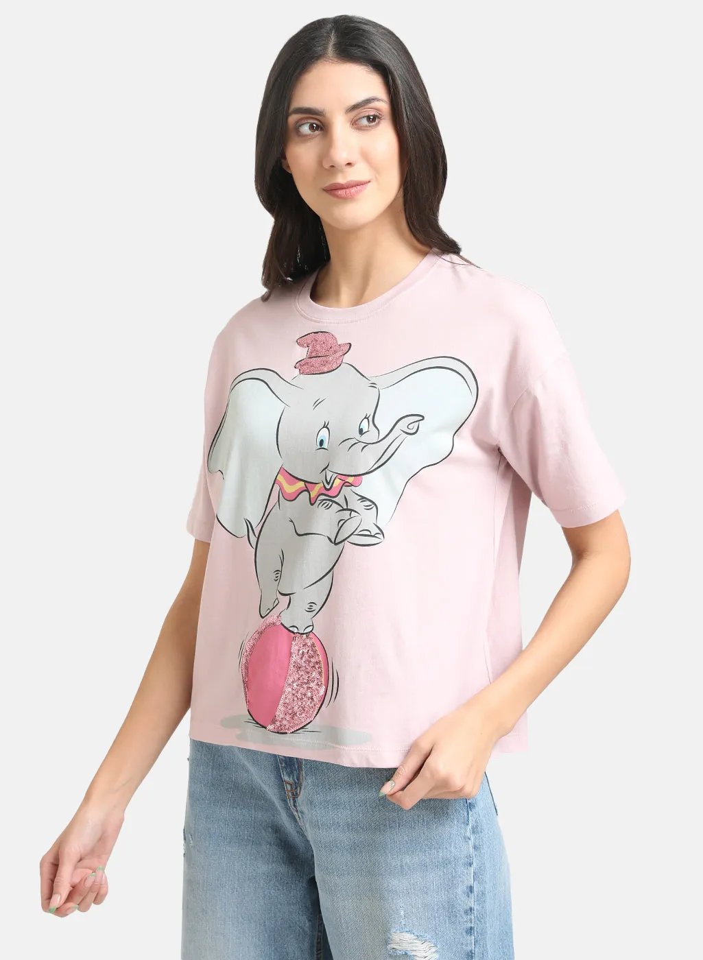 Dumbo Disney Printed T-Shirt With Sequin Work