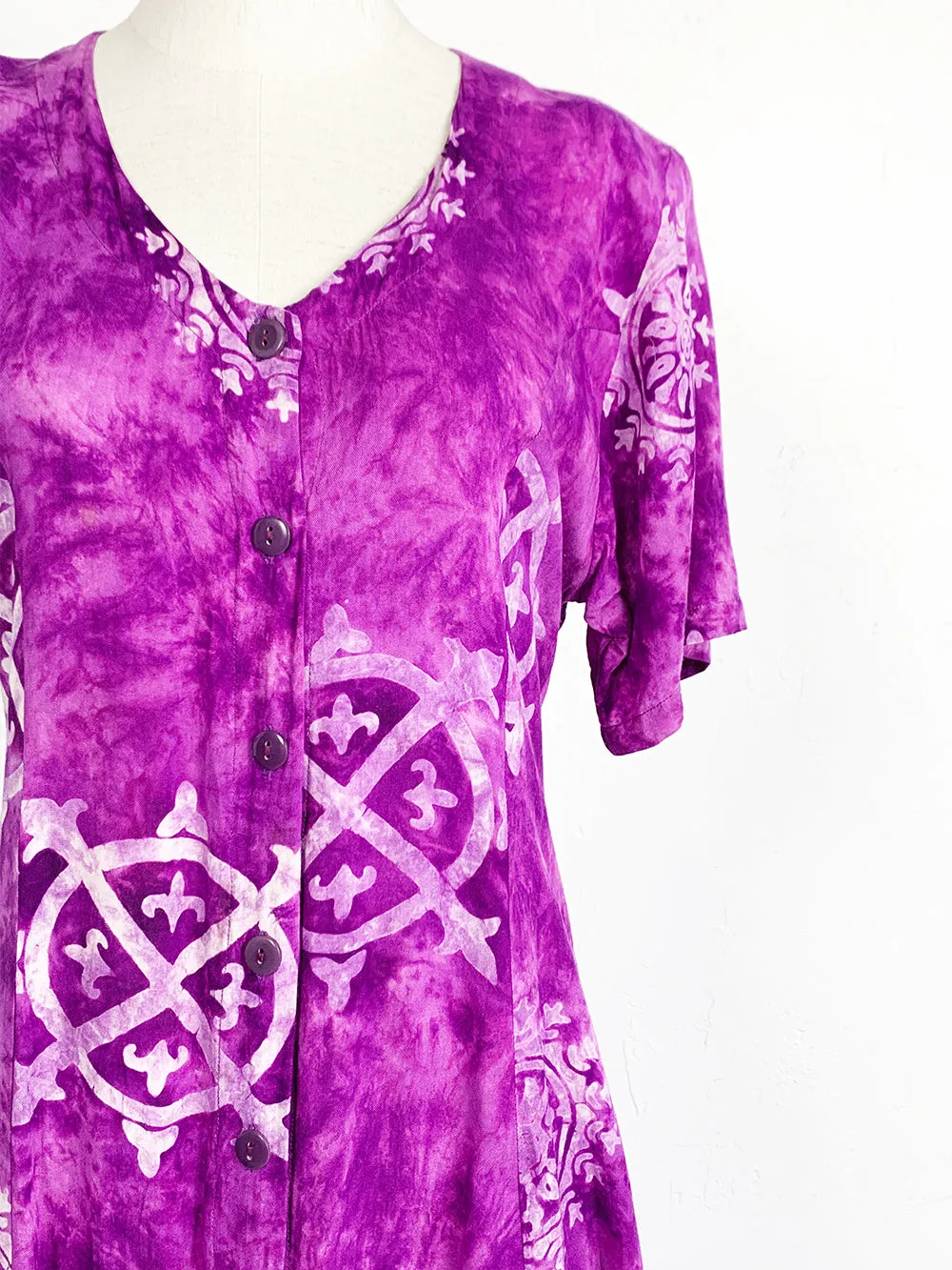 ELANA Purple Tie Dye Rayon Dress