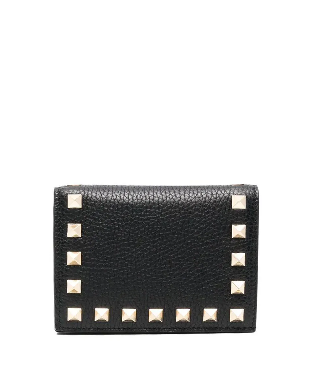 French Flap Rockstud Wallet in Nero