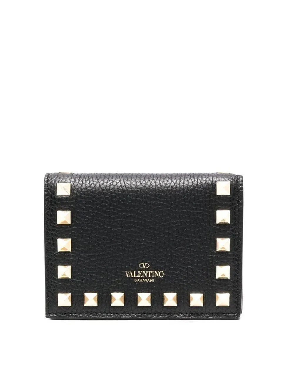 French Flap Rockstud Wallet in Nero