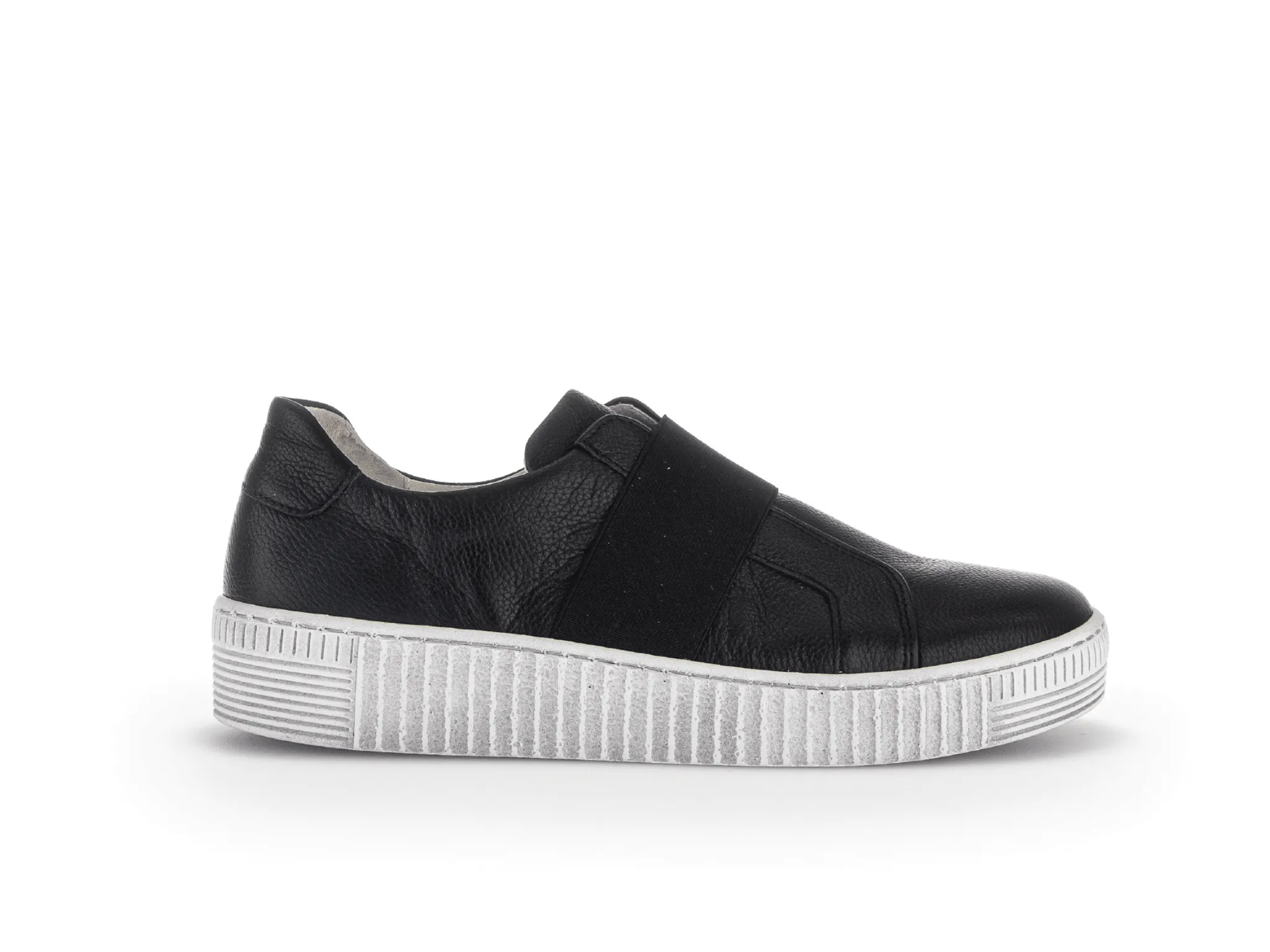 GABOR Black Leather Slip On Trainer