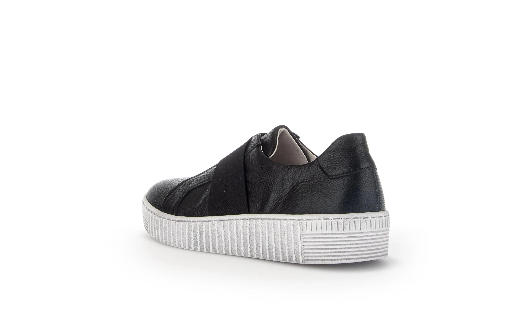 GABOR Black Leather Slip On Trainer