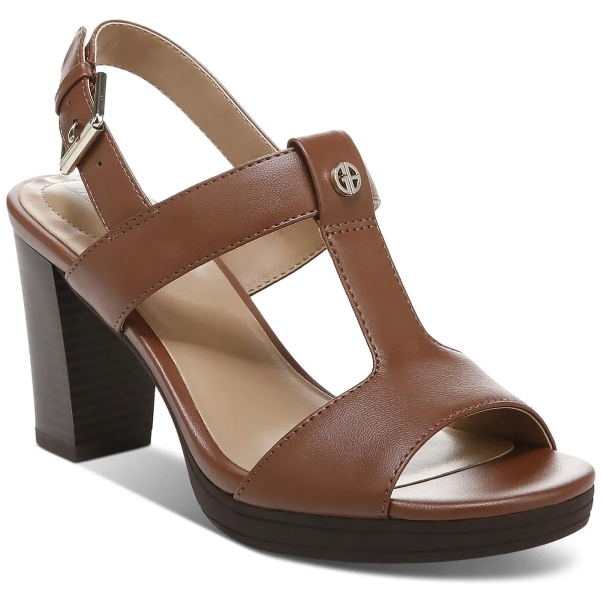 Giani Bernini Womens Paulette Faux Leather Buckle Slingback Sandals