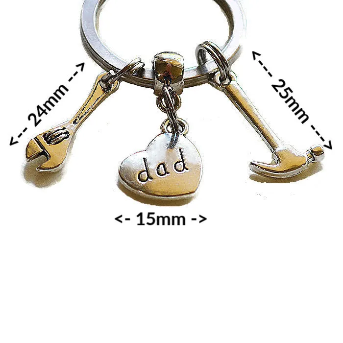 GIFTS FOR DAD KEYCHAIN Hammer Heart Wrench