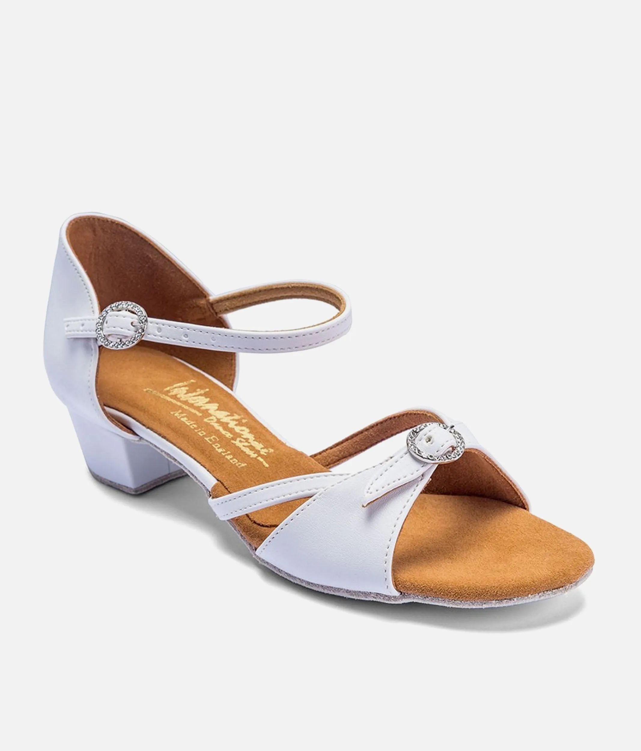 Girl's Ballroom Shoes, White Leather - Natasha/L