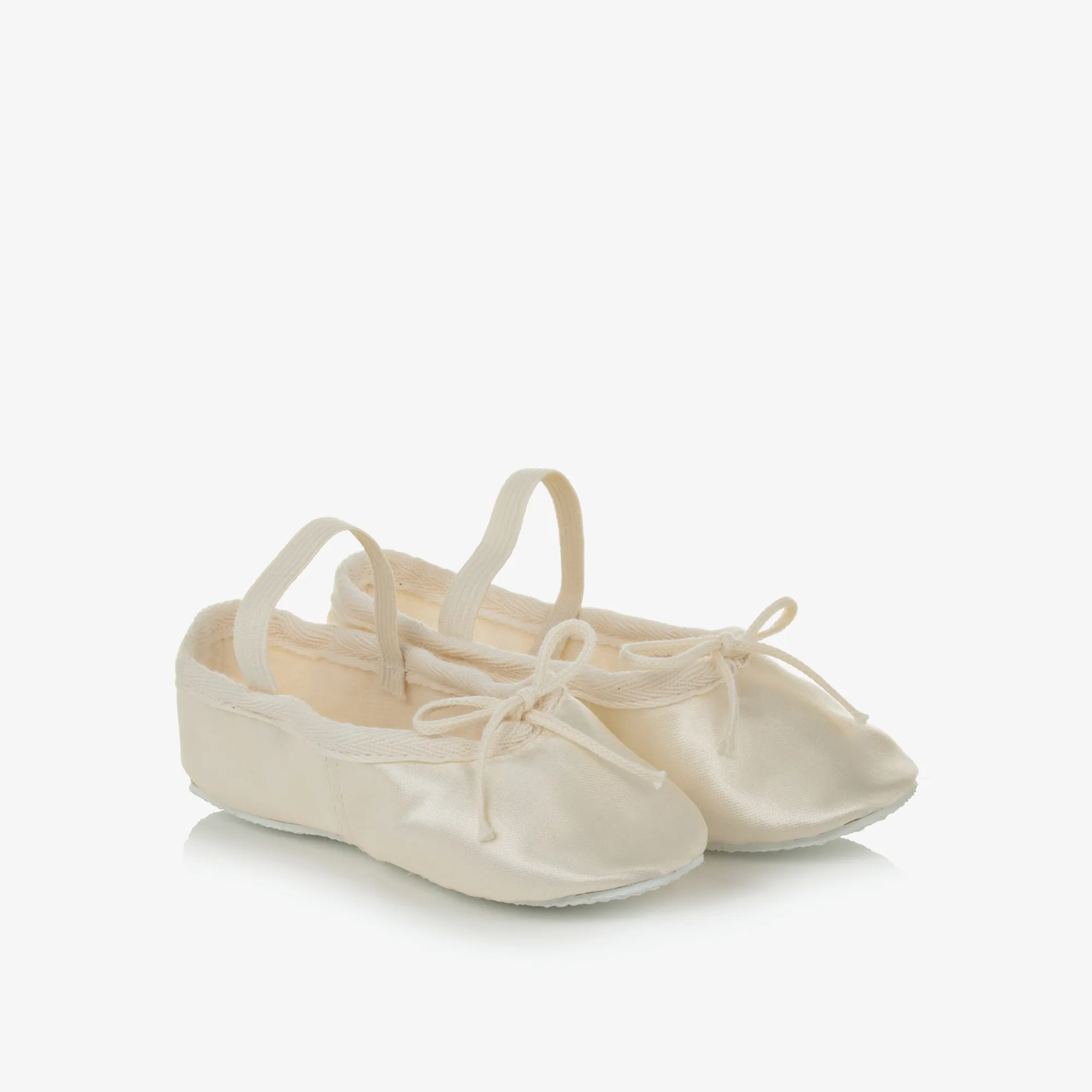 Girls Ivory Satin Ballet Shoes