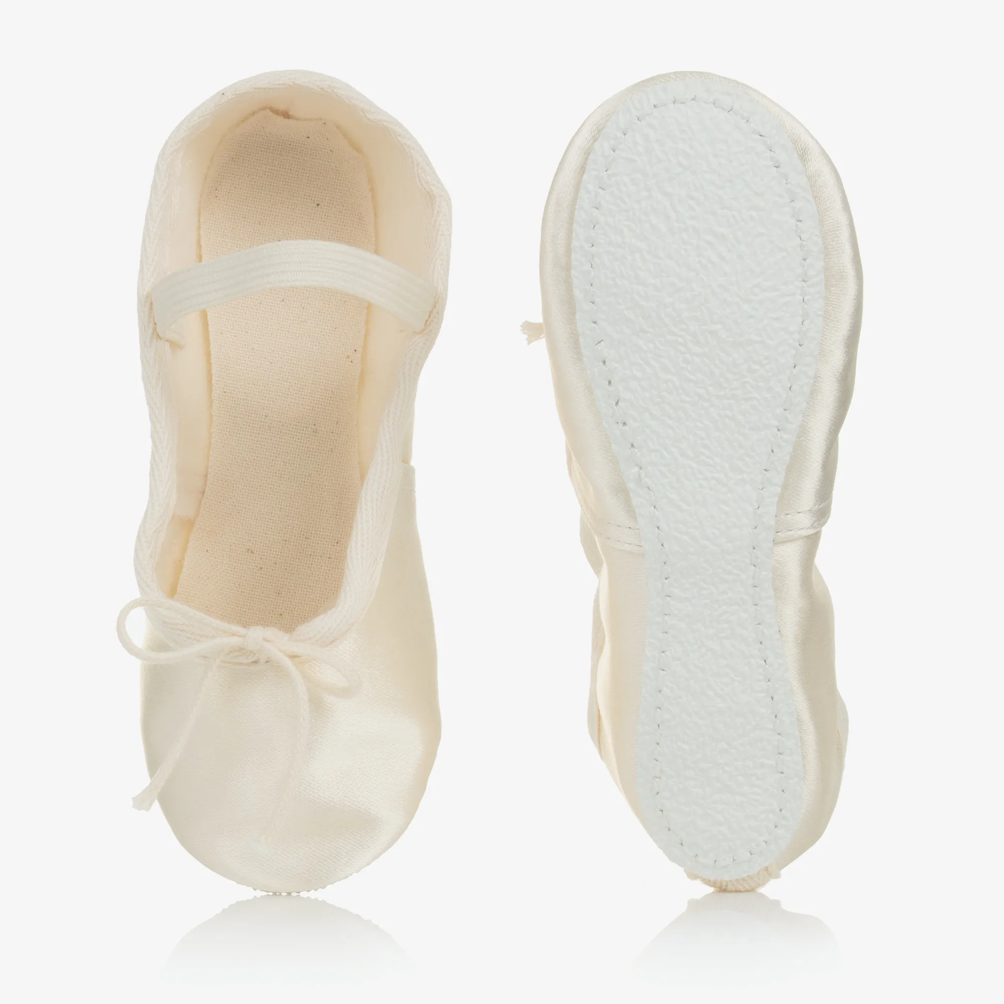 Girls Ivory Satin Ballet Shoes