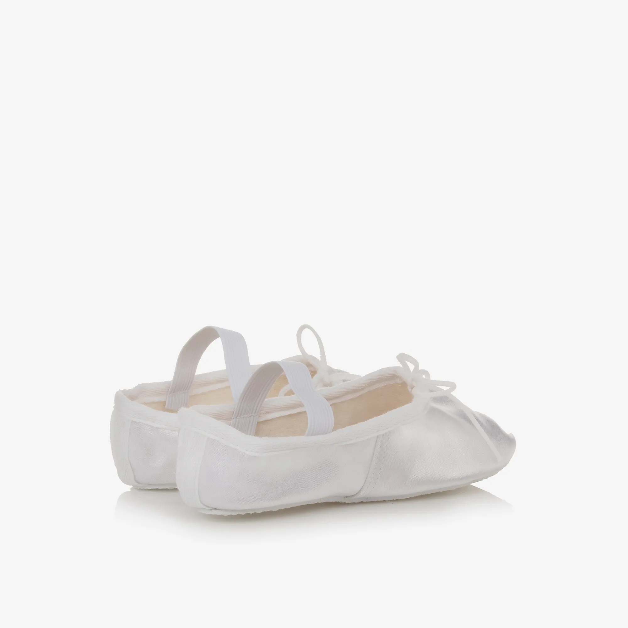 Girls White Satin Ballet Shoes