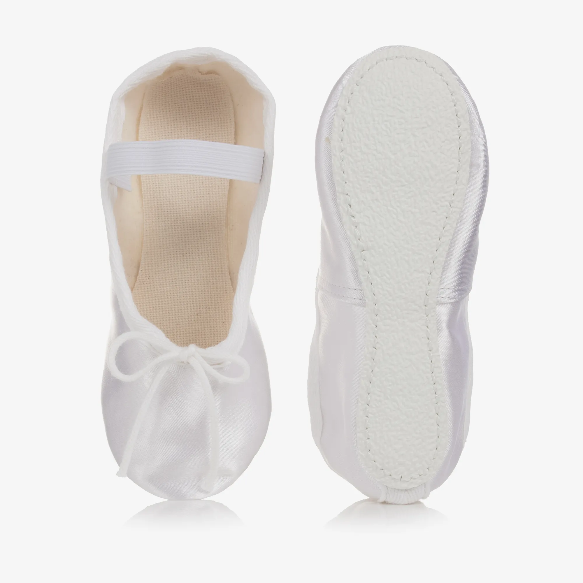 Girls White Satin Ballet Shoes