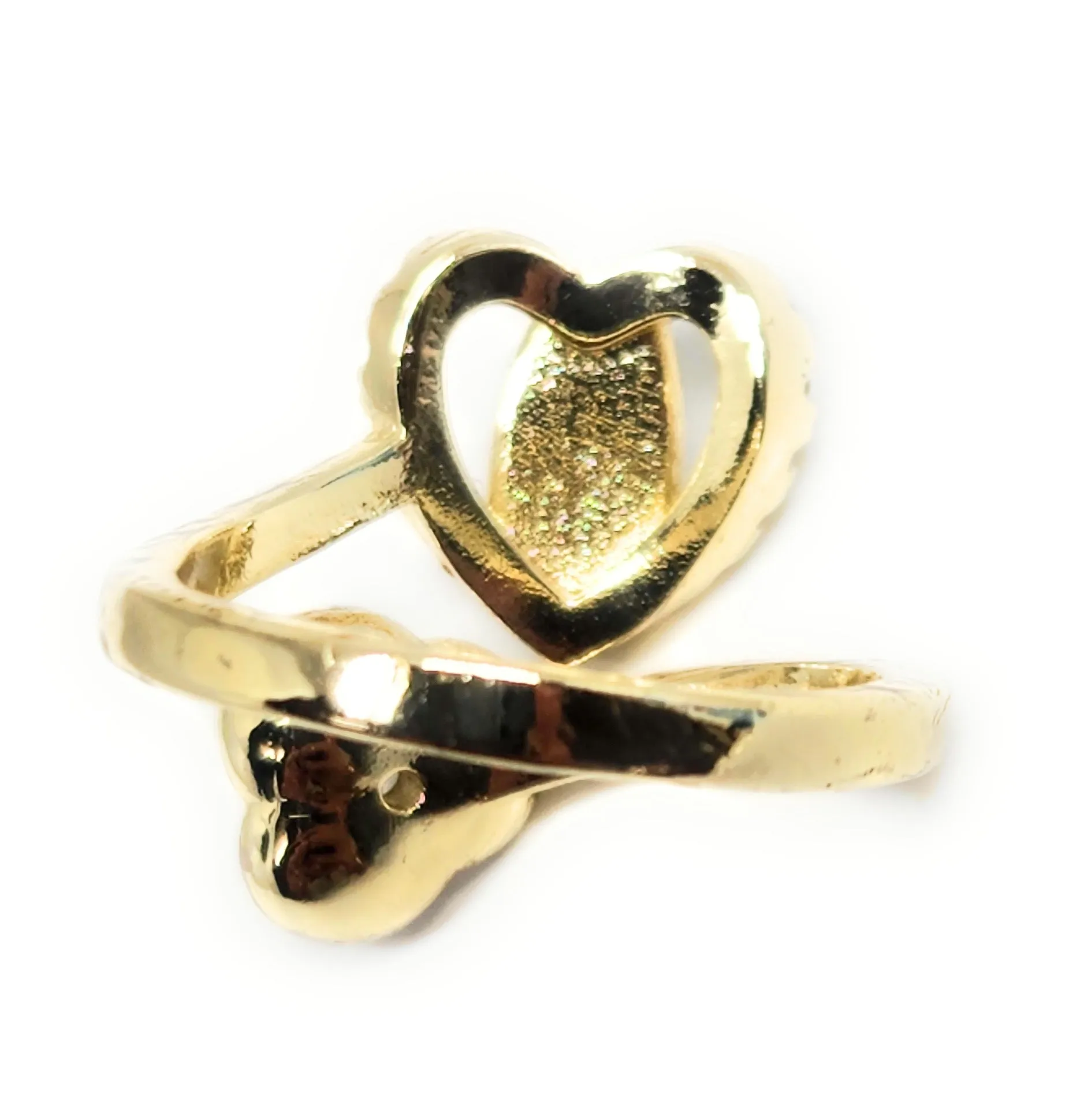 Gold Plated Tri-Color Virgin Mary HEART & FLOWER CZ Ring Virgen Guadalupe Anillo Adjustable