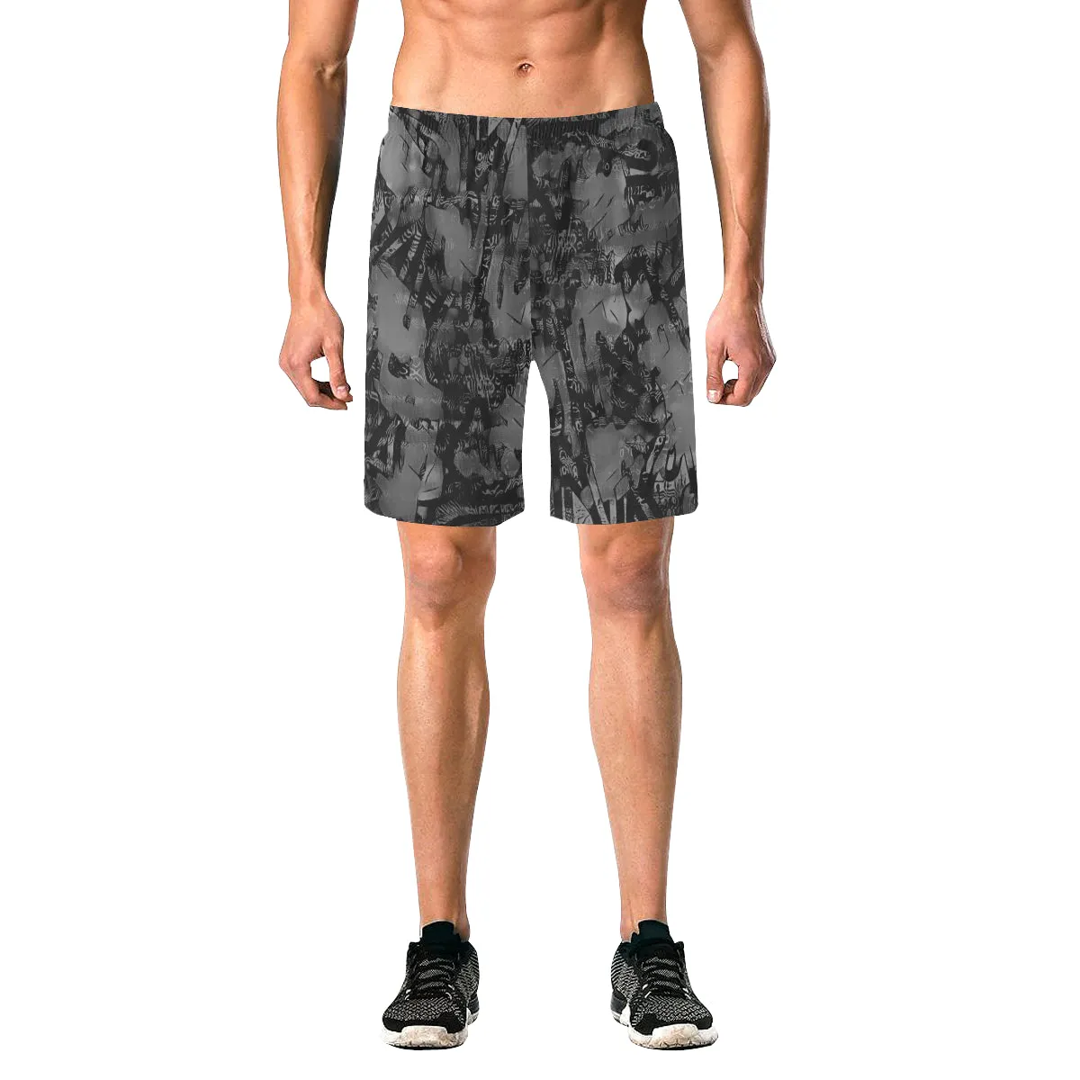 Grey and Black Graffiti Casual Shorts