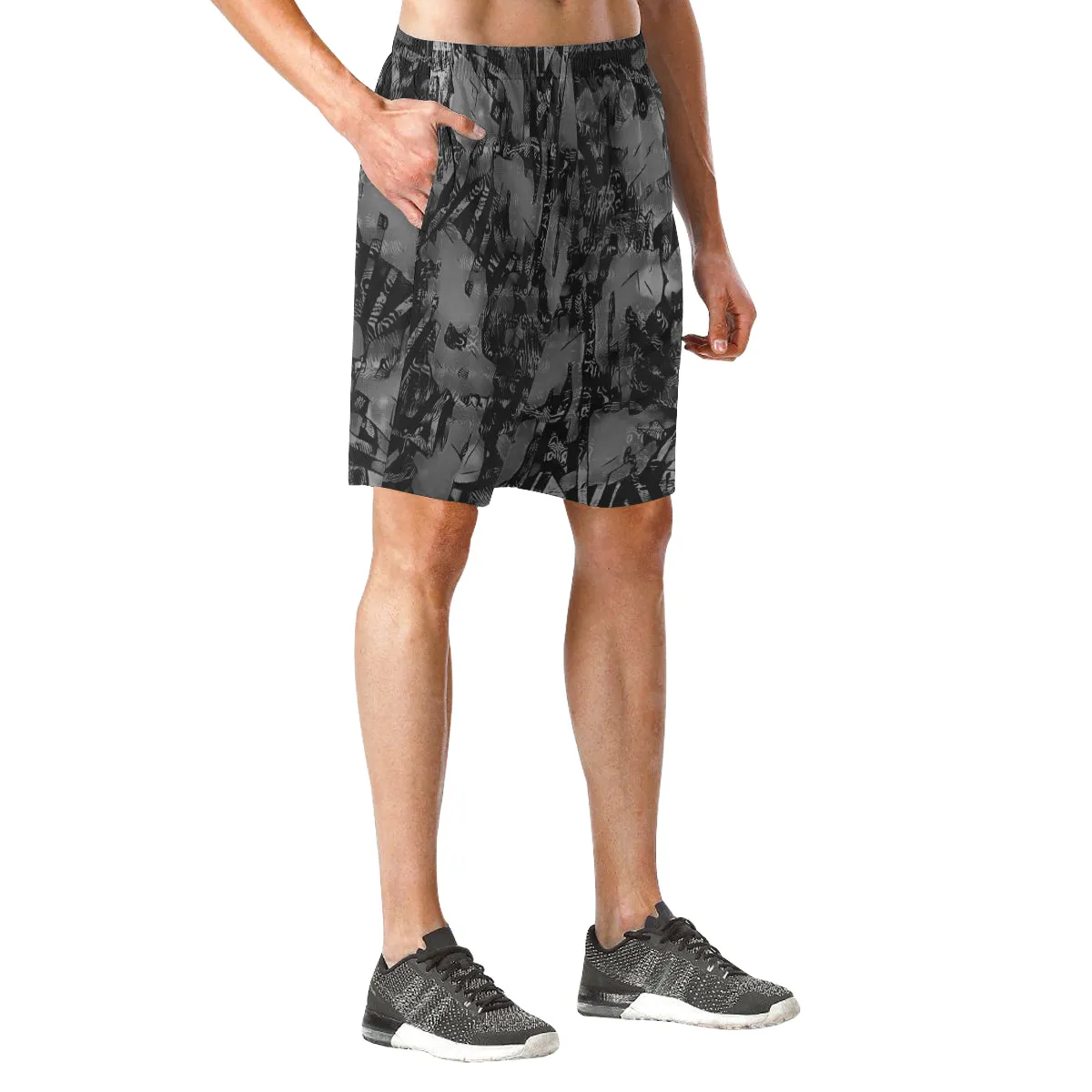 Grey and Black Graffiti Casual Shorts