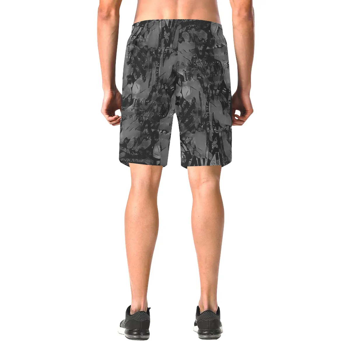 Grey and Black Graffiti Casual Shorts