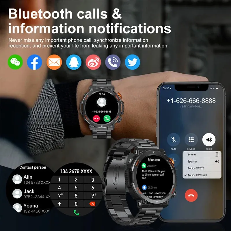 IP67 Waterproof Bluetooth Call Full Touch Screen Compass Smartwatch