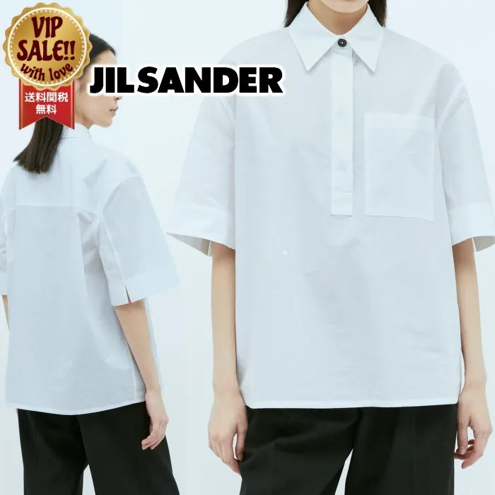 Jil Sander  |Casual Style Plain Cotton Short Sleeves Elegant Style