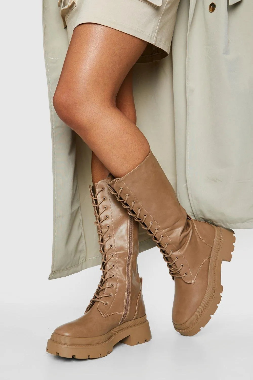 Knee High Lace Up Combat Boots