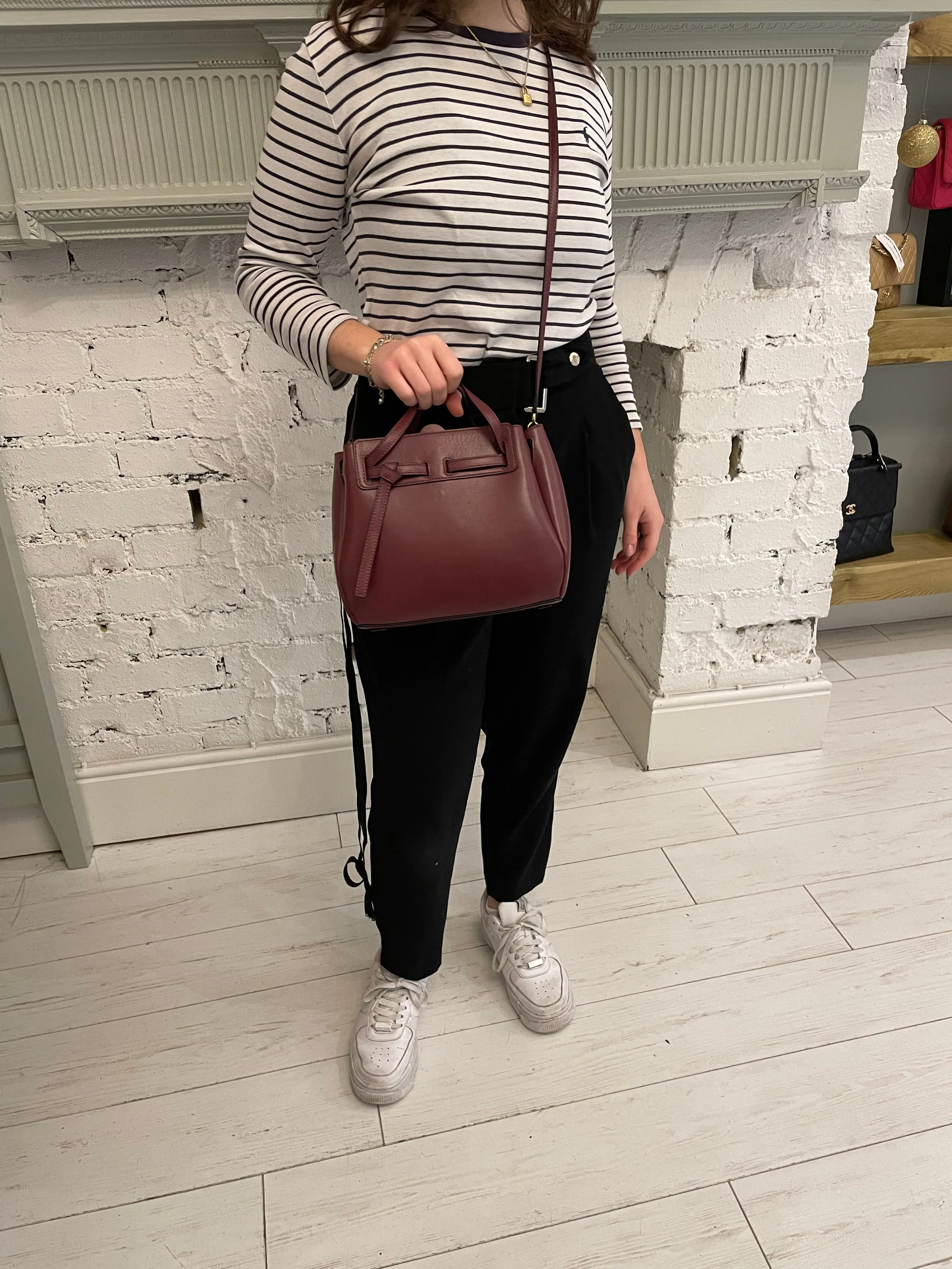 Loewe Burgundy Smooth Leather Lazo Mini Tote Bag