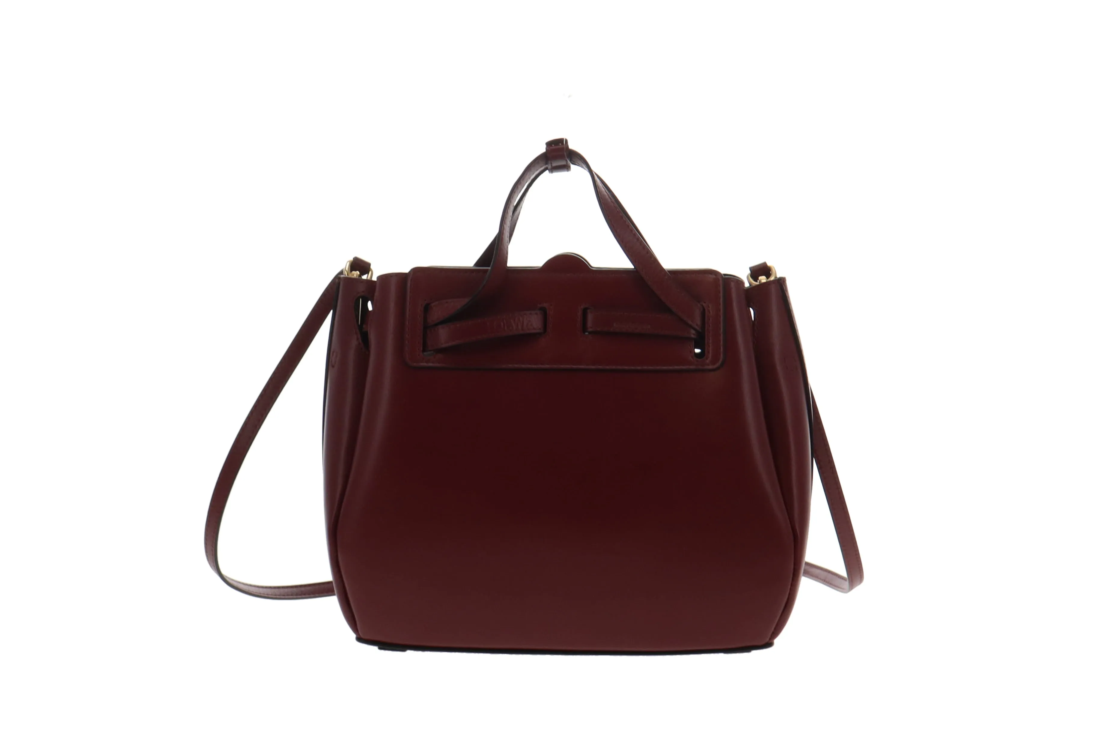 Loewe Burgundy Smooth Leather Lazo Mini Tote Bag