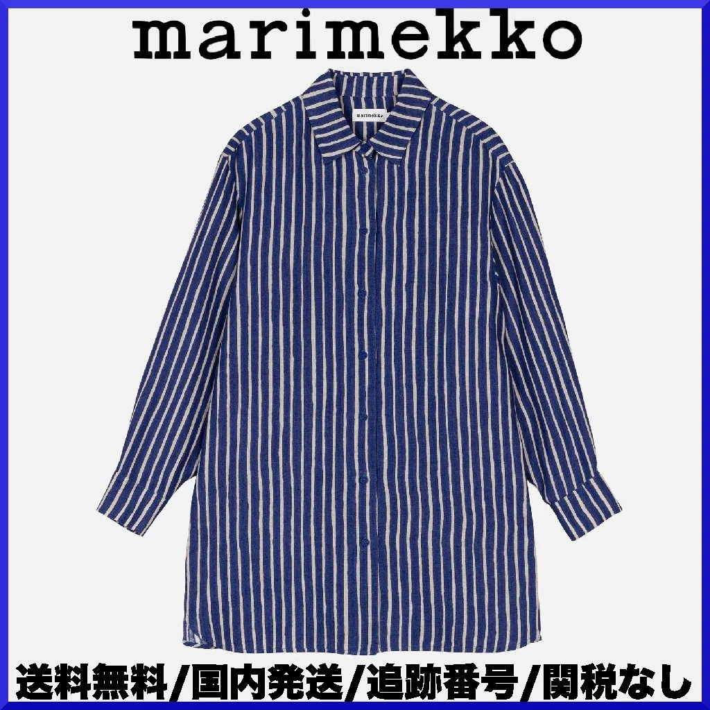 marimekko  |Stripes Casual Style Unisex Linen Long Sleeves Office Style