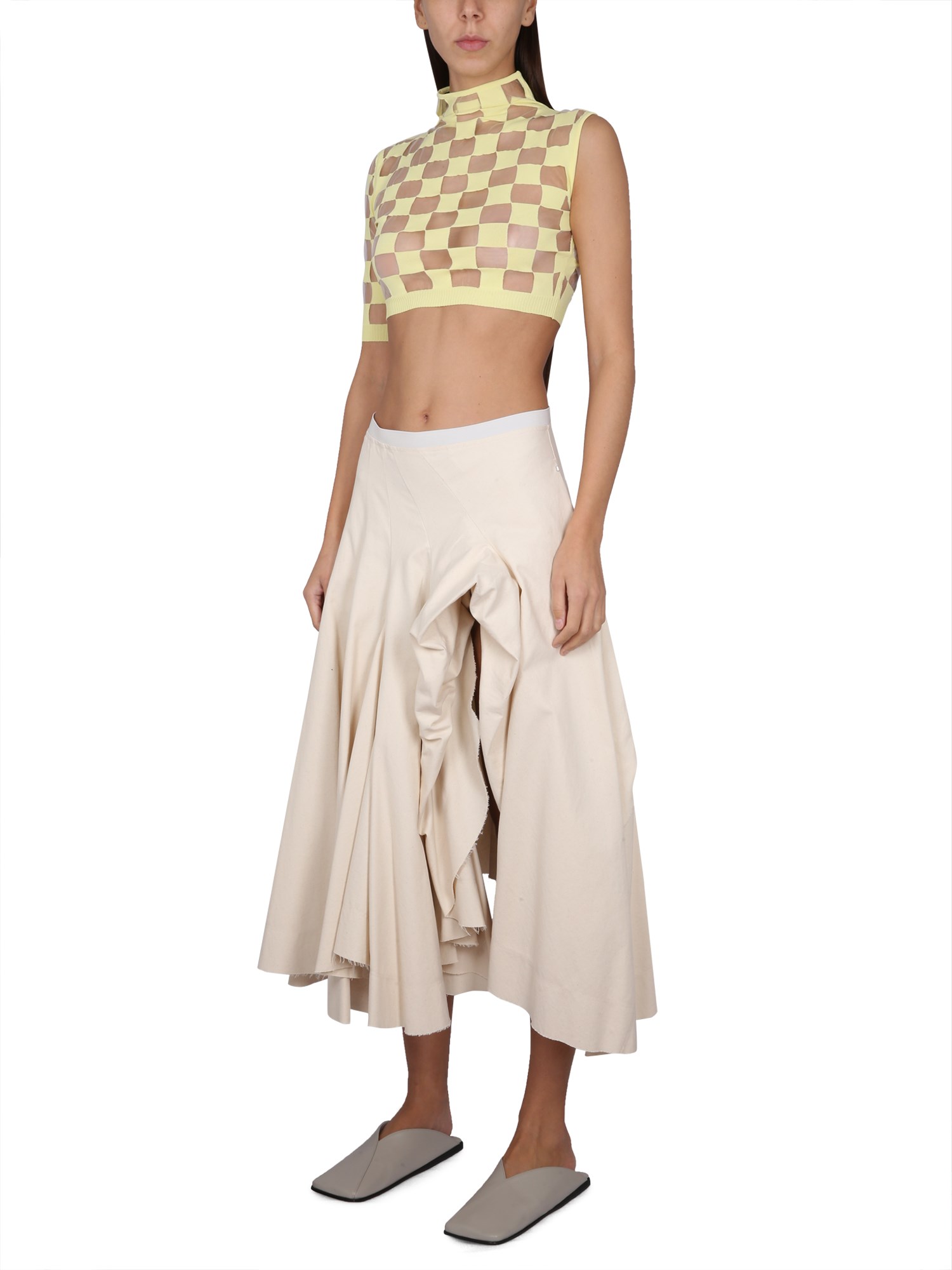 MAX MARA    PURE COTTON CANVAS COUTURE SKIRT